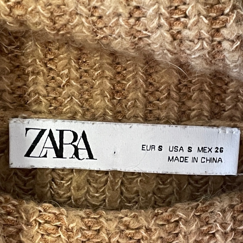 ZARA Brown Ribbed Knit Turtleneck Sweater Size Small - Picture 7 of 7